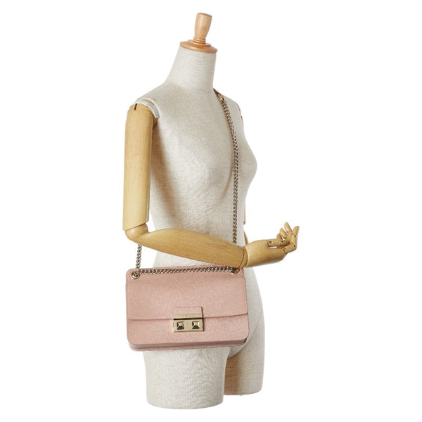 フルラ チェーン ショルダーバッグ ハンドバッグ ピンク ゴールド レザー レディース Furla 【中古】