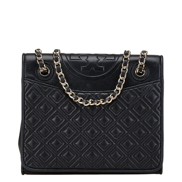 トリーバーチ フレミング チェーン ワンショルダーバッグ ブラック レザー レディース Tory Burch 【中古】