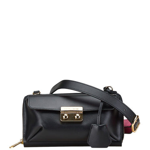 エーディーエムジェイ アクセソワ ドゥ マドモワゼル ショルダーバッグ ブラック レザー レディース ADMJアクセソワ 【中古】