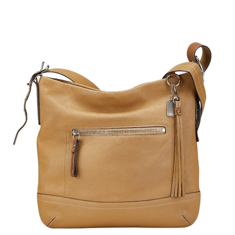 コーチ 斜め掛け ショルダーバッグ F01414 ベージュ レザー レディース COACH 【中古】
