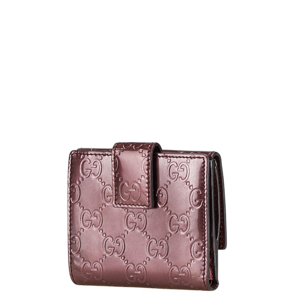 グッチ グッチシマ ハート 二つ折り財布 299924 ワインレッド ゴールド エナメル レディース GUCCI 【中古】