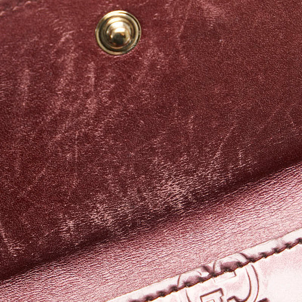 グッチ グッチシマ ハート 二つ折り財布 299924 ワインレッド ゴールド エナメル レディース GUCCI 【中古】