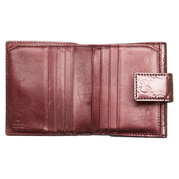 グッチ グッチシマ ハート 二つ折り財布 299924 ワインレッド ゴールド エナメル レディース GUCCI 【中古】