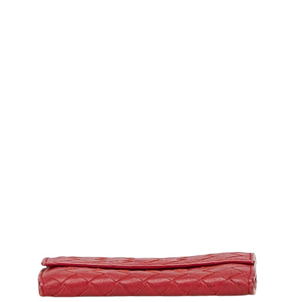 ボッテガヴェネタ イントレチャート カードケース レッド レザー レディース BOTTEGAVENETA 【中古】