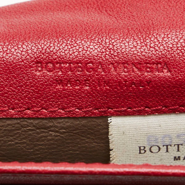 ボッテガヴェネタ イントレチャート カードケース レッド レザー レディース BOTTEGAVENETA 【中古】