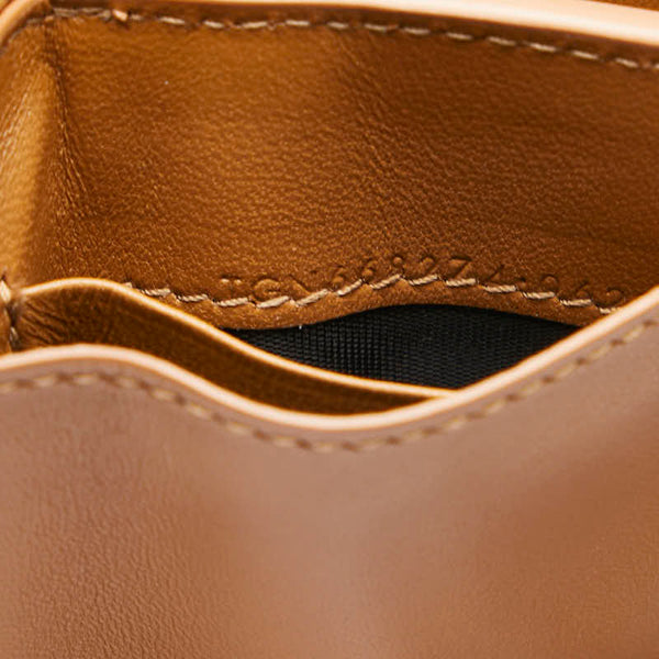 サンローラン YSLロゴ 三つ折り財布 ブラウン レザー レディース SAINT LAURENT 【中古】