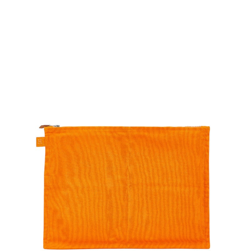 エルメス ボラボラGM ポーチ クラッチバッグ オレンジ キャンバス レザー レディース HERMES 【中古】