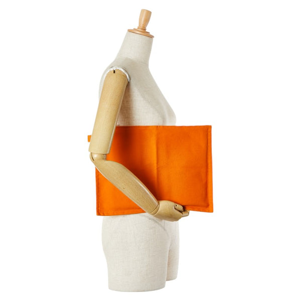 エルメス ボラボラGM ポーチ クラッチバッグ オレンジ キャンバス レザー レディース HERMES 【中古】