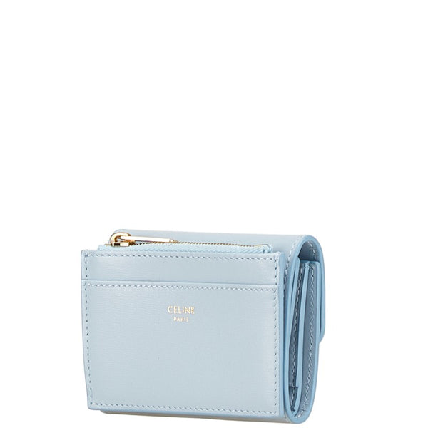 セリーヌ トリオンフ 二つ折り財布 ブルー レザー レディース CELINE 【中古】