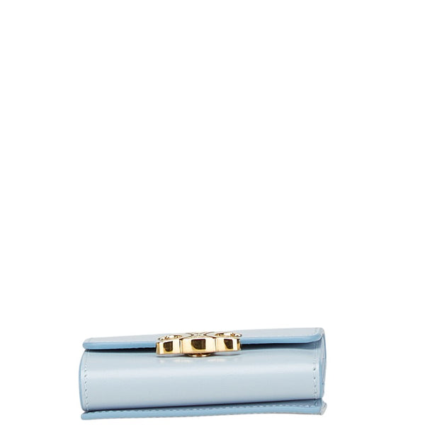 セリーヌ トリオンフ 二つ折り財布 ブルー レザー レディース CELINE 【中古】