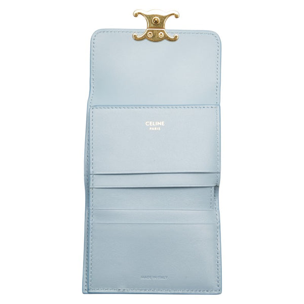 CÉLINE ブルー 二つ折り財布 CELINE 青 レザー 二つ折り財布 CELINE 水色レザー二つ折り財布 CELINE