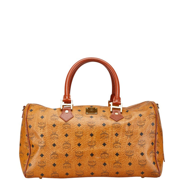 エム シー エム エム ヴィセトス ロゴグラム ボストンバッグ ブラウン PVC レザー レディース MCM 【中古】