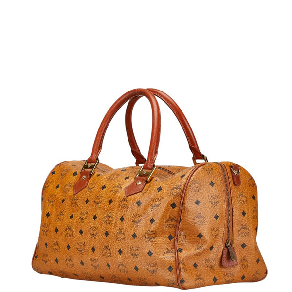 エム シー エム エム ヴィセトス ロゴグラム ボストンバッグ ブラウン PVC レザー レディース MCM 【中古】