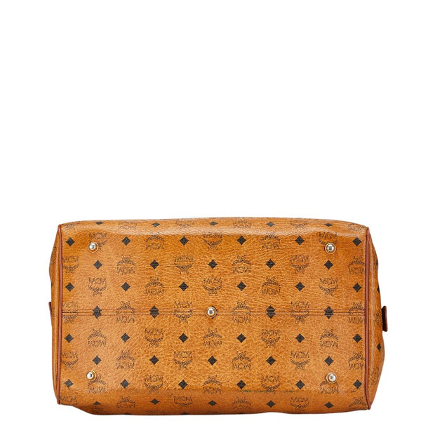 エム シー エム エム ヴィセトス ロゴグラム ボストンバッグ ブラウン PVC レザー レディース MCM 【中古】