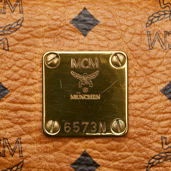 エム シー エム エム ヴィセトス ロゴグラム ボストンバッグ ブラウン PVC レザー レディース MCM 【中古】