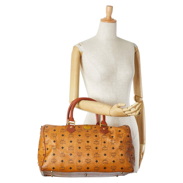 エム シー エム エム ヴィセトス ロゴグラム ボストンバッグ ブラウン PVC レザー レディース MCM 【中古】