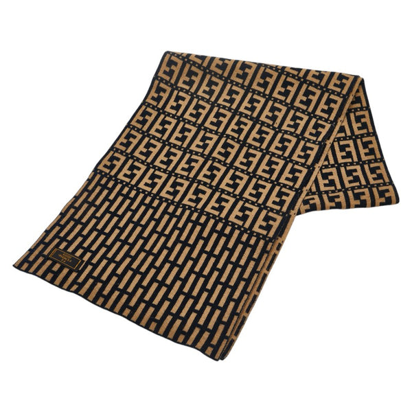 フェンディ ズッカ マフラー ベージュ ブラック ウール アクリル レディース FENDI 【中古】