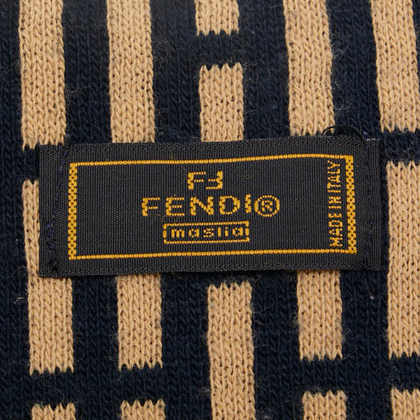 フェンディ ズッカ マフラー ベージュ ブラック ウール アクリル レディース FENDI 【中古】