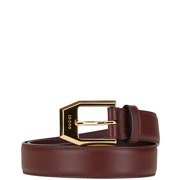 グッチ スクエア バックル ベルト サイズ：75/30 625473 ワインレッド ボルドー レザー レディース GUCCI 【中古】