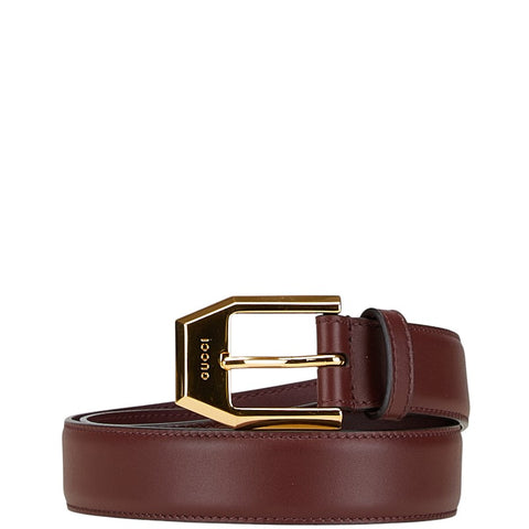 グッチ スクエア バックル ベルト サイズ：75/30 625473 ワインレッド ボルドー レザー レディース GUCCI 【中古】