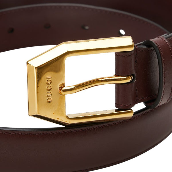 グッチ スクエア バックル ベルト サイズ：75/30 625473 ワインレッド ボルドー レザー レディース GUCCI 【中古】