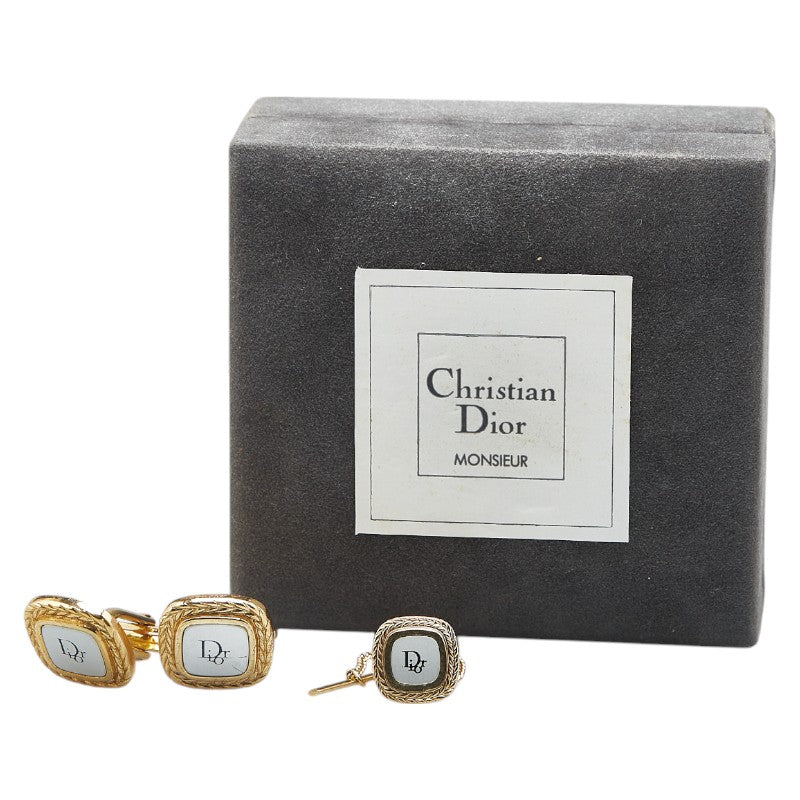 ディオール ロゴ タイピン カフス セット ゴールド シルバー メッキ メンズ Dior 【中古】