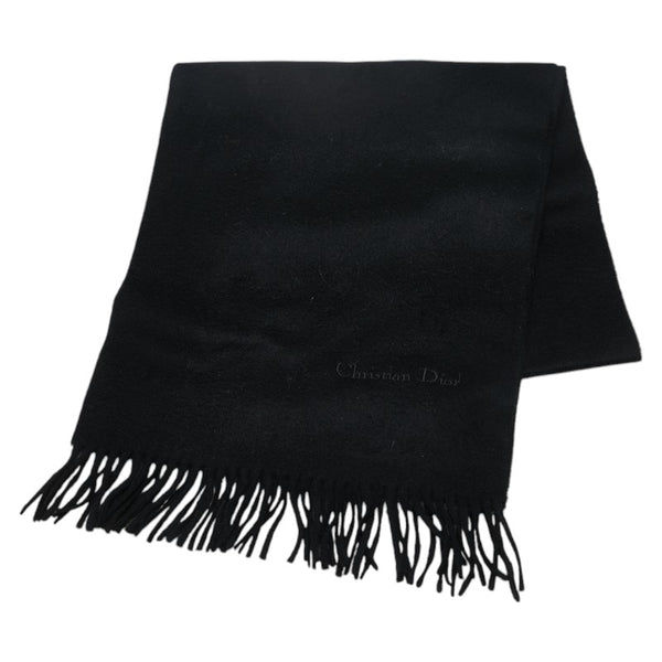 ディオール ロゴ刺繍 マフラー ブラック カシミヤ レディース Dior 【中古】