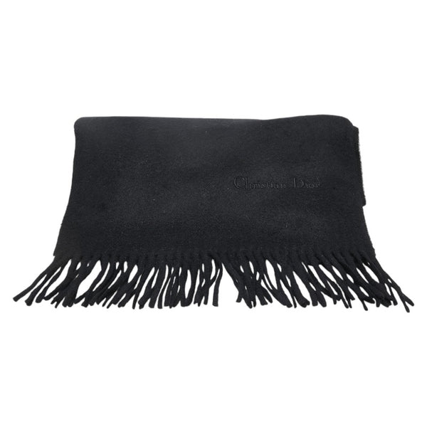 ディオール ロゴ刺繍 マフラー ブラック カシミヤ レディース Dior 【中古】