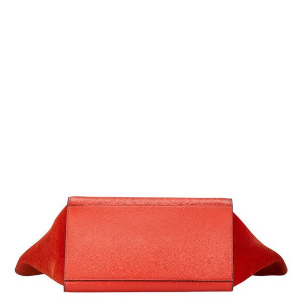 セリーヌ トラぺーズ ハンドバッグ ショルダーバッグ 2WAY レッド レザー スウェード レディース CELINE 【中古】