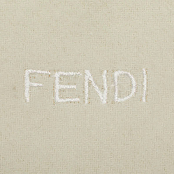フェンディ ロゴ刺繍 マフラー アイボリー ウール カシミヤ レディース FENDI 【中古】