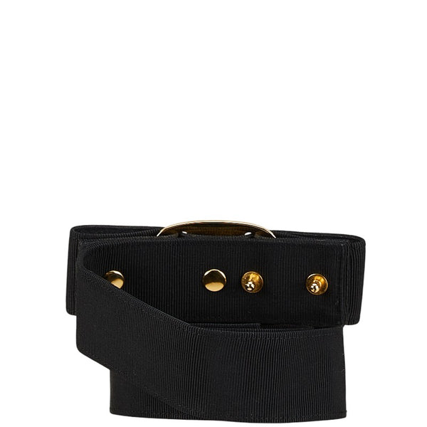 サルヴァトーレフェラガモ ヴァラリボン ベルト サイズ：Ｓ ブラック ゴールド キャンバス メッキ レディース Salvatore Ferragamo 【中古】