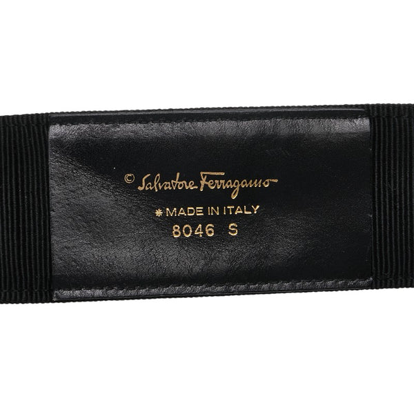 サルヴァトーレフェラガモ ヴァラリボン ベルト サイズ：Ｓ ブラック ゴールド キャンバス メッキ レディース Salvatore Ferragamo 【中古】