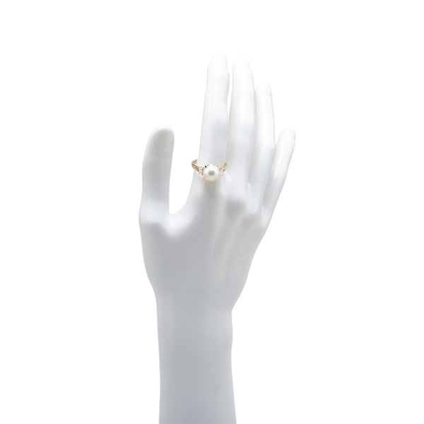タサキ K18YG イエローゴールド パール9.8mm ダイヤ0.23ct リング 指輪 レディース TASAKI 19.5号 【中古】