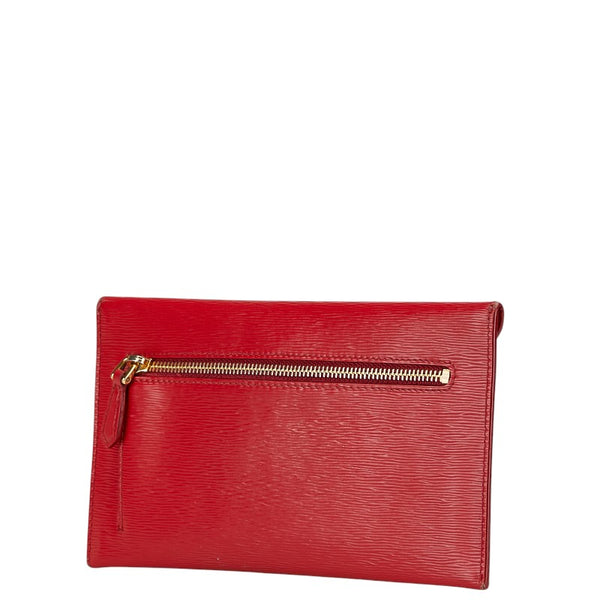 プラダ サフィアーノ 長財布 レッド レザー レディース PRADA 【中古】