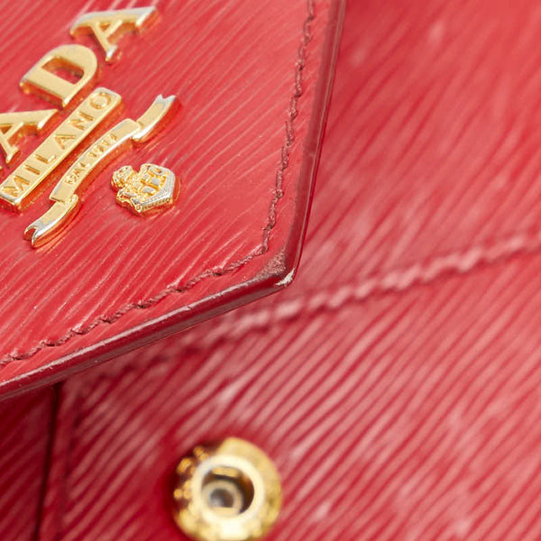 プラダ サフィアーノ 長財布 レッド レザー レディース PRADA 【中古】