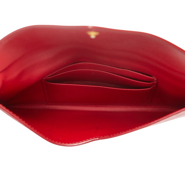 プラダ サフィアーノ 長財布 レッド レザー レディース PRADA 【中古】