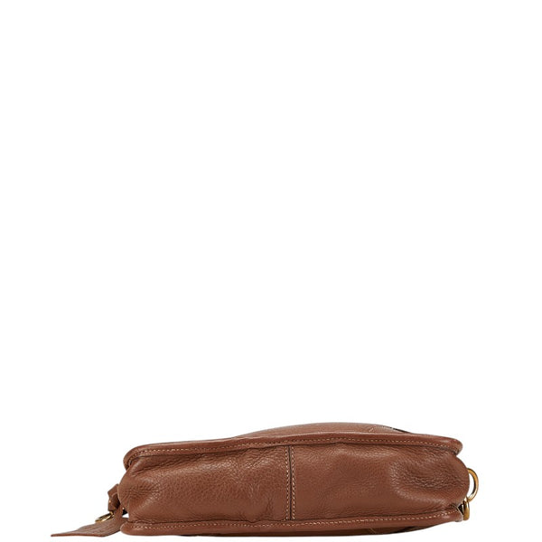 プラダ ロゴ ショルダーバッグ ブラウン レザー レディース PRADA 【中古】