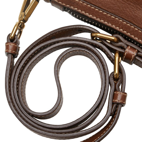 プラダ ロゴ ショルダーバッグ ブラウン レザー レディース PRADA 【中古】