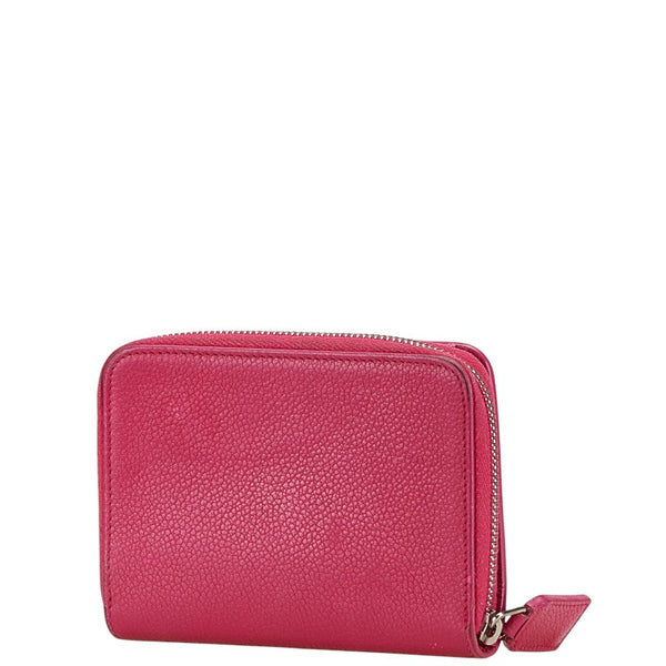 サンローラン ロゴ 二つ折り財布 ピンク レザー レディース SAINT LAURENT 【中古】