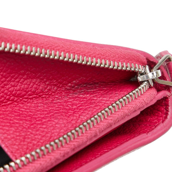 サンローラン ロゴ 二つ折り財布 ピンク レザー レディース SAINT LAURENT 【中古】