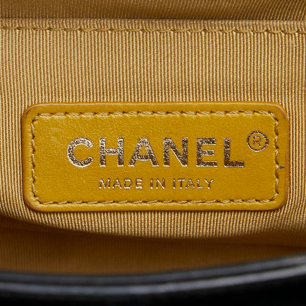 シャネル グラフィティ ボーイシャネル クロコ型押し チェーン ショルダーバッグ ブラック ゴールド レザー レディース CHANEL 【中古】