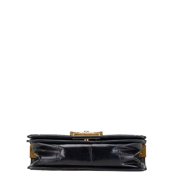 シャネル グラフィティ ボーイシャネル クロコ型押し チェーン ショルダーバッグ ブラック ゴールド レザー レディース CHANEL 【中古】