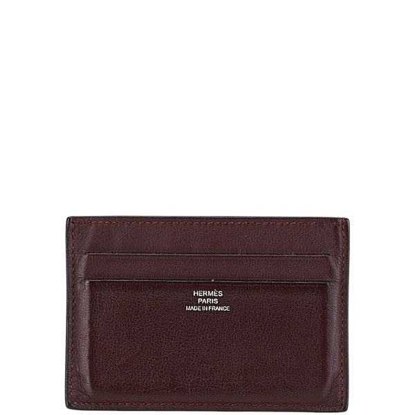 エルメス シルクイン カードケース ワインレッド ブラウン スイフト レディース HERMES 【中古】