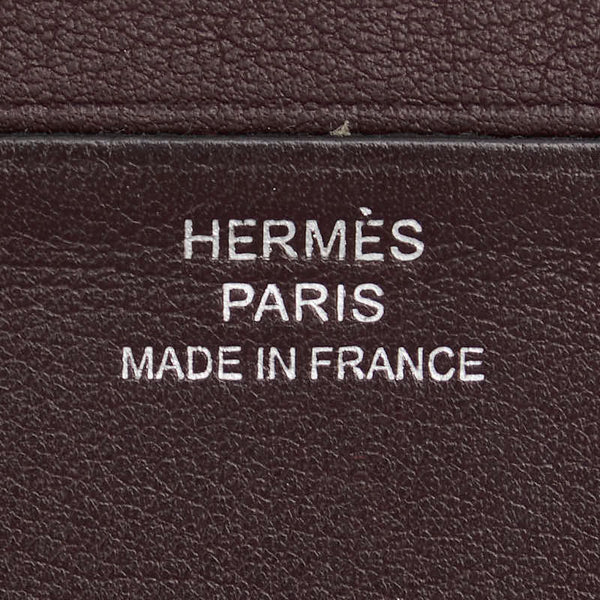 エルメス シルクイン カードケース ワインレッド ブラウン スイフト レディース HERMES 【中古】