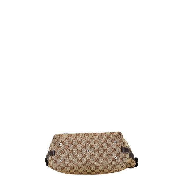 グッチ GGキャンバス シェリーライン ハンドバッグ トートバッグ 232970 ブラウン キャンバス レザー レディース GUCCI 【中古】