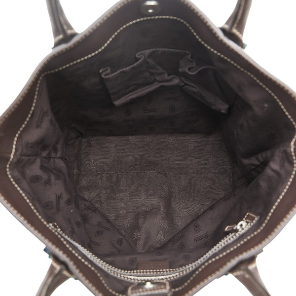 グッチ GGキャンバス シェリーライン ハンドバッグ トートバッグ 232970 ブラウン キャンバス レザー レディース GUCCI 【中古】