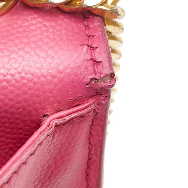 サンローラン ロゴ チェーン ショルダーバッグ ピンク レザー レディース SAINT LAURENT 【中古】