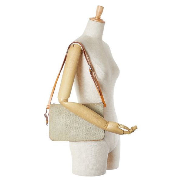セリーヌ Cマカダム ショルダーバッグ ベージュ ブラウン スウェット レディース CELINE 【中古】