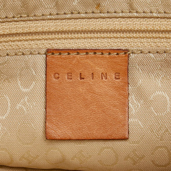 セリーヌ Cマカダム ショルダーバッグ ベージュ ブラウン スウェット レディース CELINE 【中古】