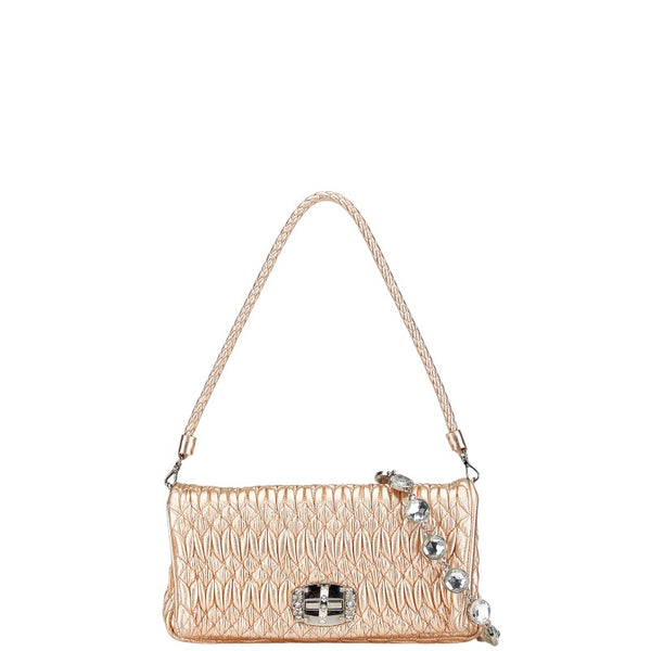ミュウミュウ ナッパ クリスタル マテラッセ ハンドバッグ 5BD233 ピンク レザー レディース MIUMIU 【中古】